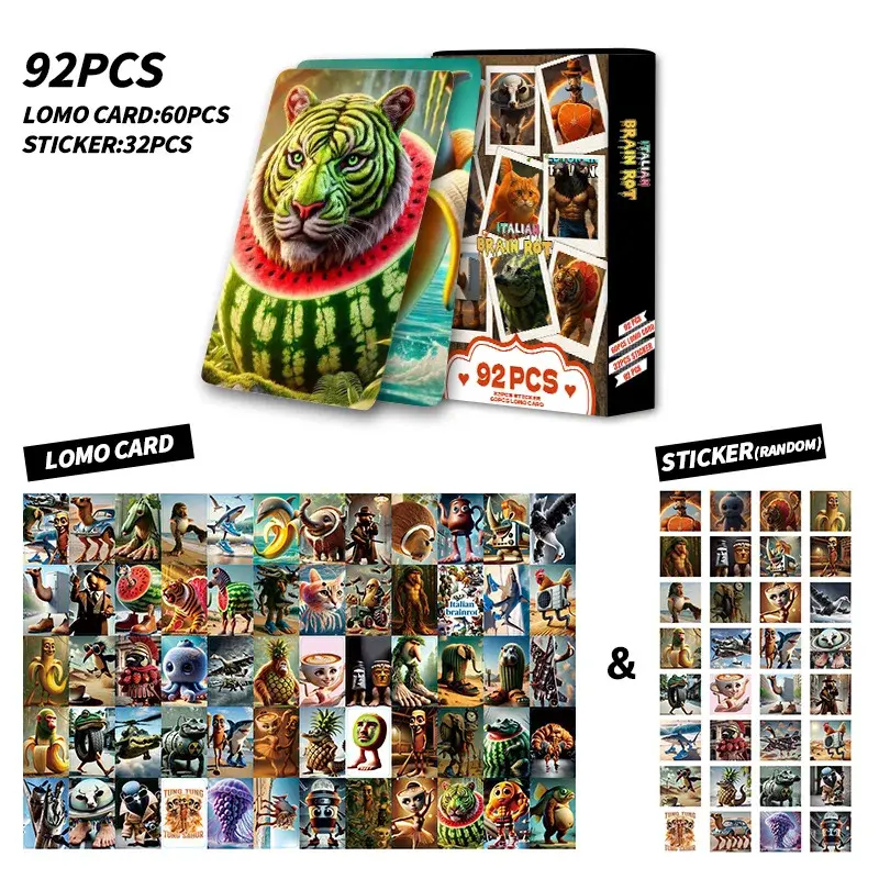 92pcs Tralalero Tralala Cards Tungtung Sahur Brainrot Anime Card Kids Party Game New Photo Collection Children Classic Toys Gift