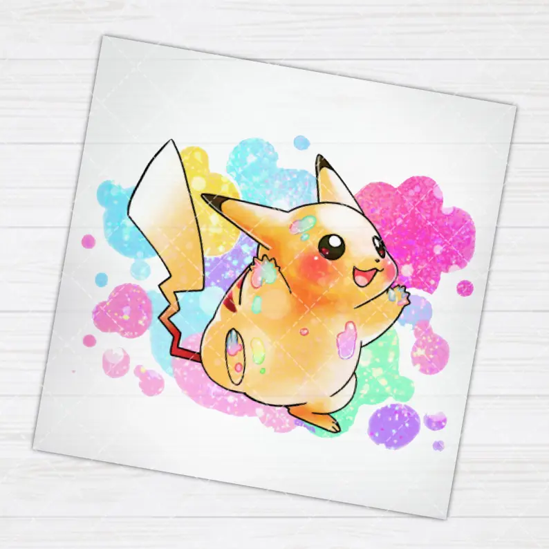 Japanese cartoon Pikachu Iron On Heat Transfer Stickers For Clothes DTF Pinted Vinyl Thermal Appliques Washable T-Shirt Decal