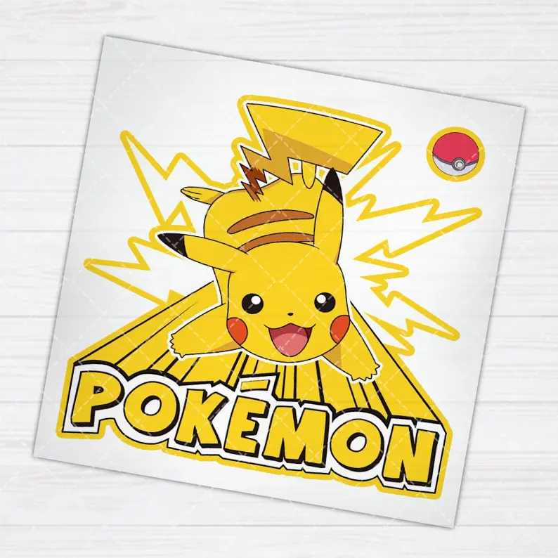Japanese cartoon Pikachu Iron On Heat Transfer Stickers For Clothes DTF Pinted Vinyl Thermal Appliques Washable T-Shirt Decal