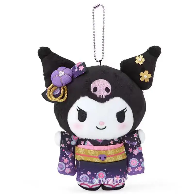 Kimono Hello Kitty Plush Doll Pendant Keychain Cartoon Kitty Cat Plush Keychains Bag Accessories Gifts Car Key Pendant