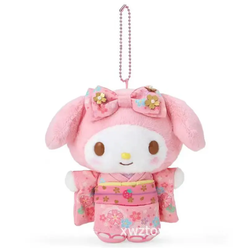 Kimono Hello Kitty Plush Doll Pendant Keychain Cartoon Kitty Cat Plush Keychains Bag Accessories Gifts Car Key Pendant
