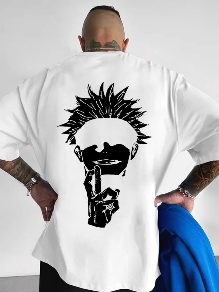 Jujutsu Kaisen Spell Return Printing Loose Cotton Short Sleeve T-Shirt Five Wushu Top