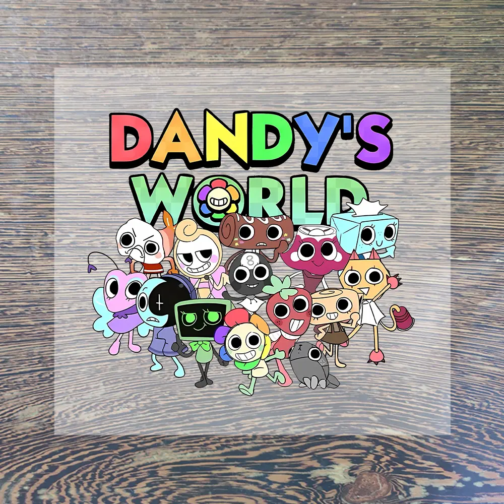 Dandys World Cartoon Iron on Patches for Clothing DIY T-shirt Heat Transfer Anime Stickers Children Clothes Custom Vinyl Sticker