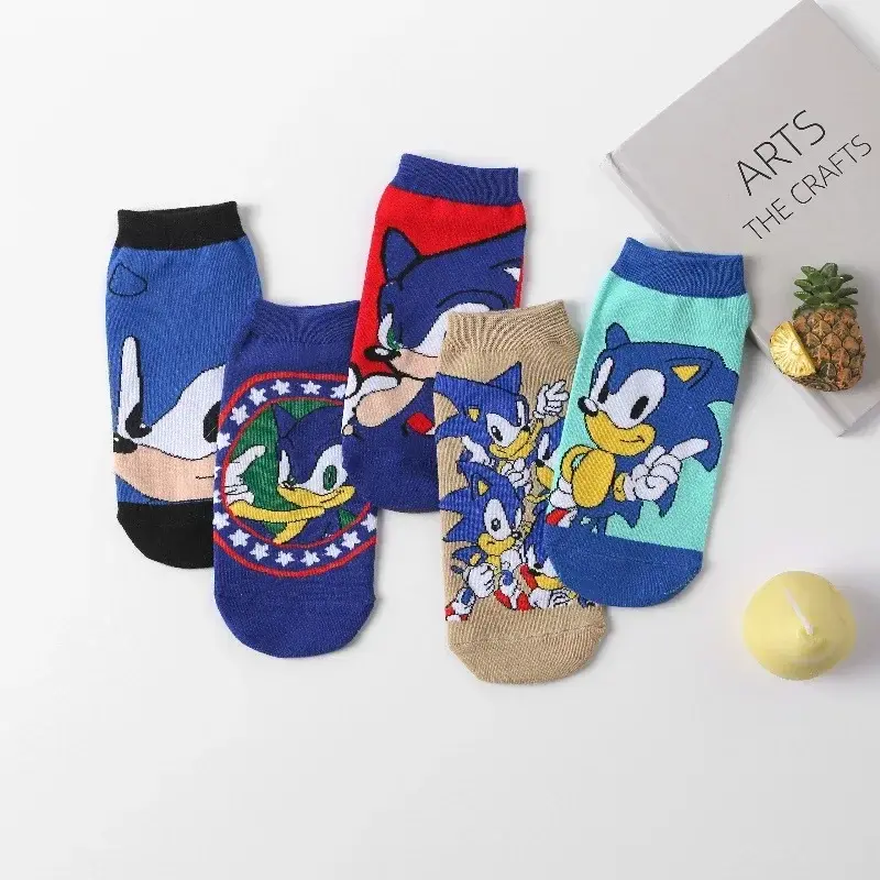 5pcs Sonic The Hedgehog Children's Socks Cartoon Knitted Socks Anime Figure Winter Warm Cotton Breathable Sock Kids Toy Gift