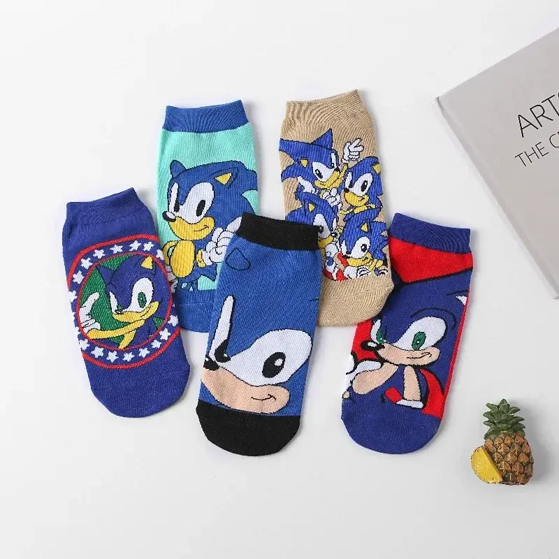 5pcs Sonic The Hedgehog Children's Socks Cartoon Knitted Socks Anime Figure Winter Warm Cotton Breathable Sock Kids Toy Gift