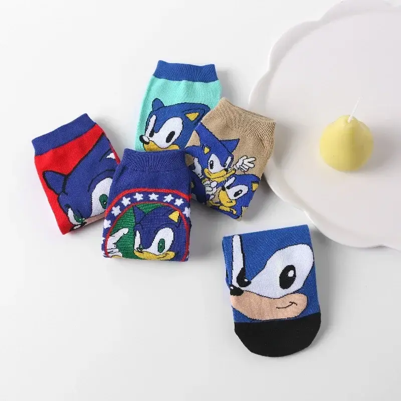 5pcs Sonic The Hedgehog Children's Socks Cartoon Knitted Socks Anime Figure Winter Warm Cotton Breathable Sock Kids Toy Gift