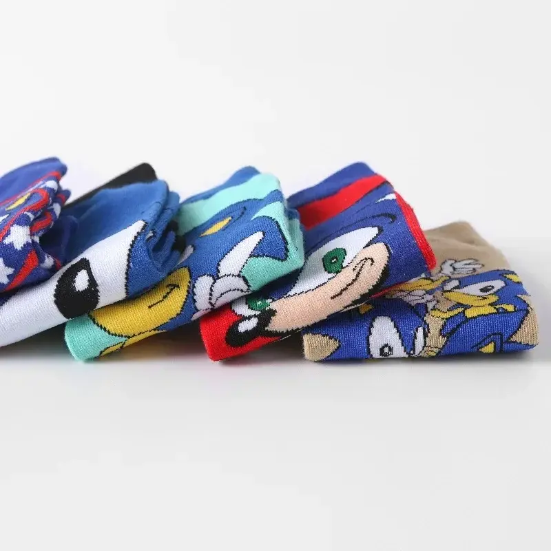 5pcs Sonic The Hedgehog Children's Socks Cartoon Knitted Socks Anime Figure Winter Warm Cotton Breathable Sock Kids Toy Gift