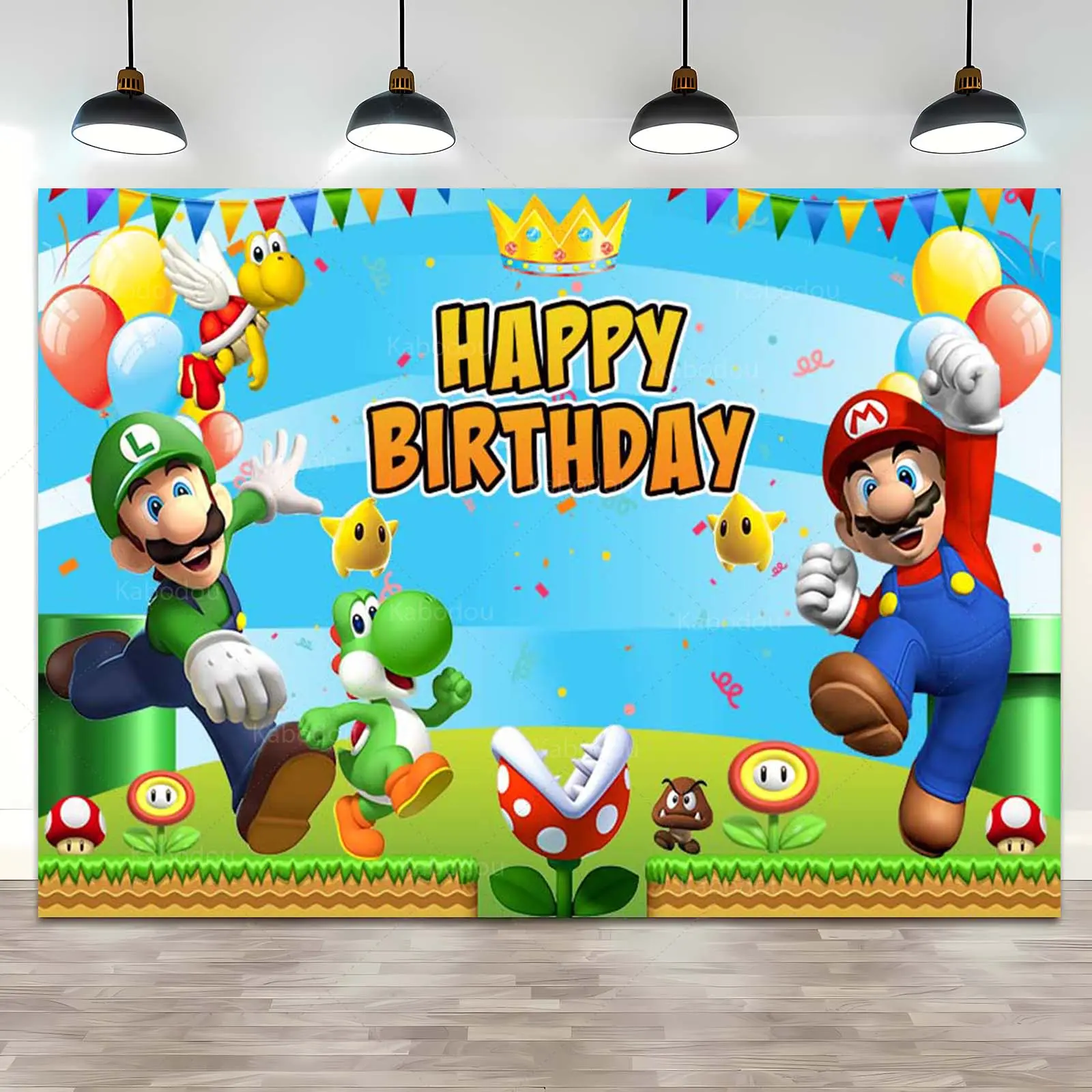 Backdrop Super Marios Boys Marios Bros Birthday Party Photography Background Baby Shower Event Wall Banner Poster Banner Decor