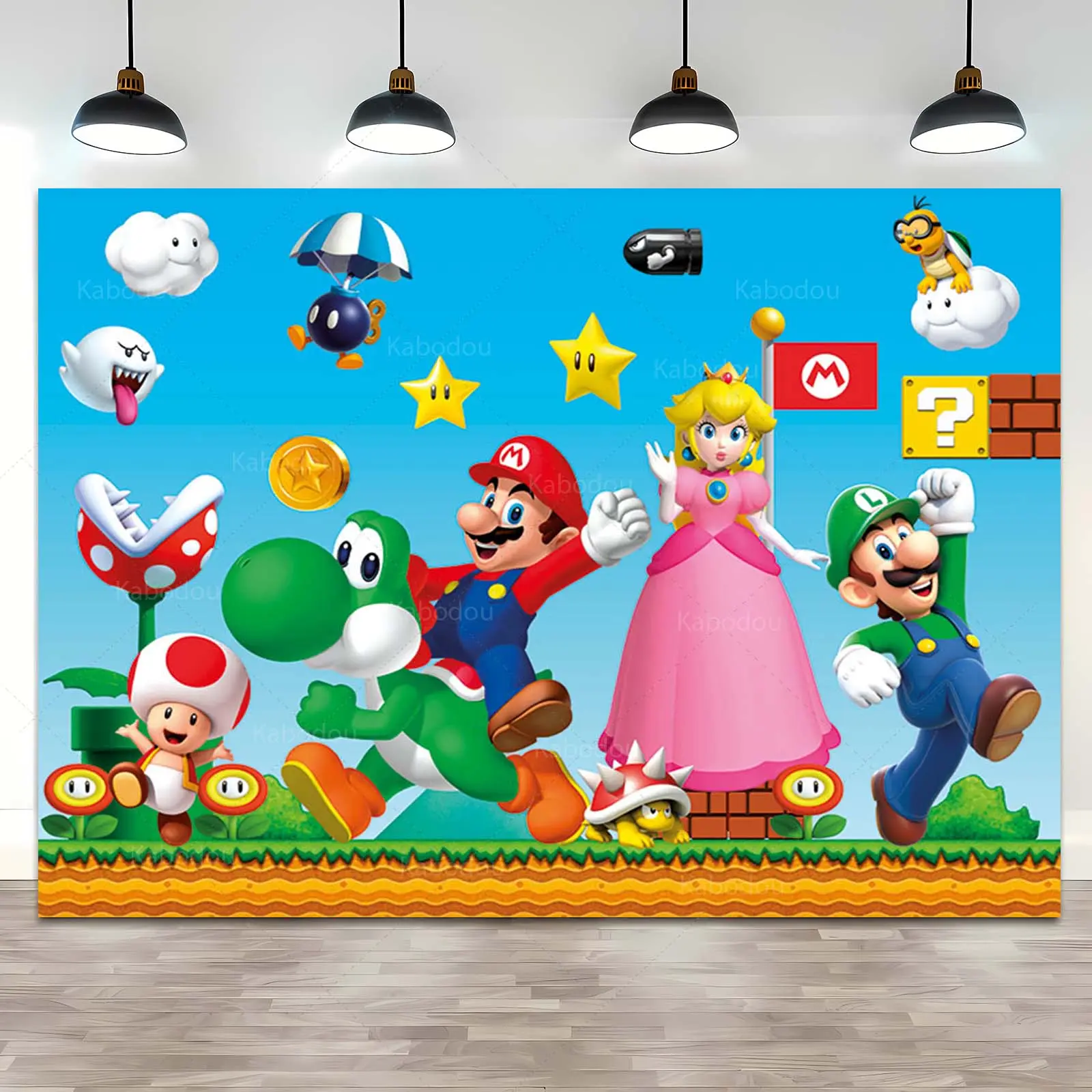 Backdrop Super Marios Boys Marios Bros Birthday Party Photography Background Baby Shower Event Wall Banner Poster Banner Decor