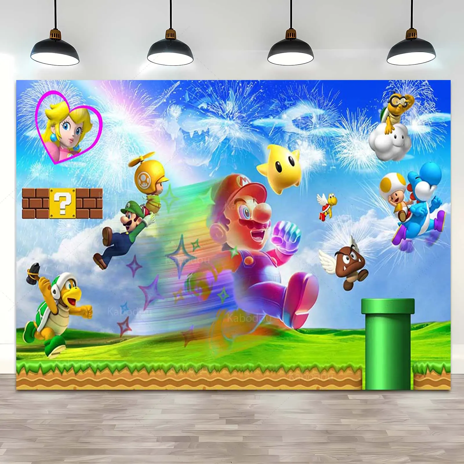 Backdrop Super Marios Boys Marios Bros Birthday Party Photography Background Baby Shower Event Wall Banner Poster Banner Decor