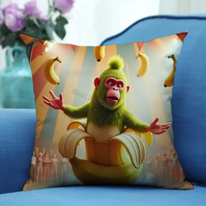 Abstract Italian Brainrot Animals Print Pillowcase Bombardiro Crocodile Decor Pillowslip Living Room Sofa Car Seat Cushion Cover