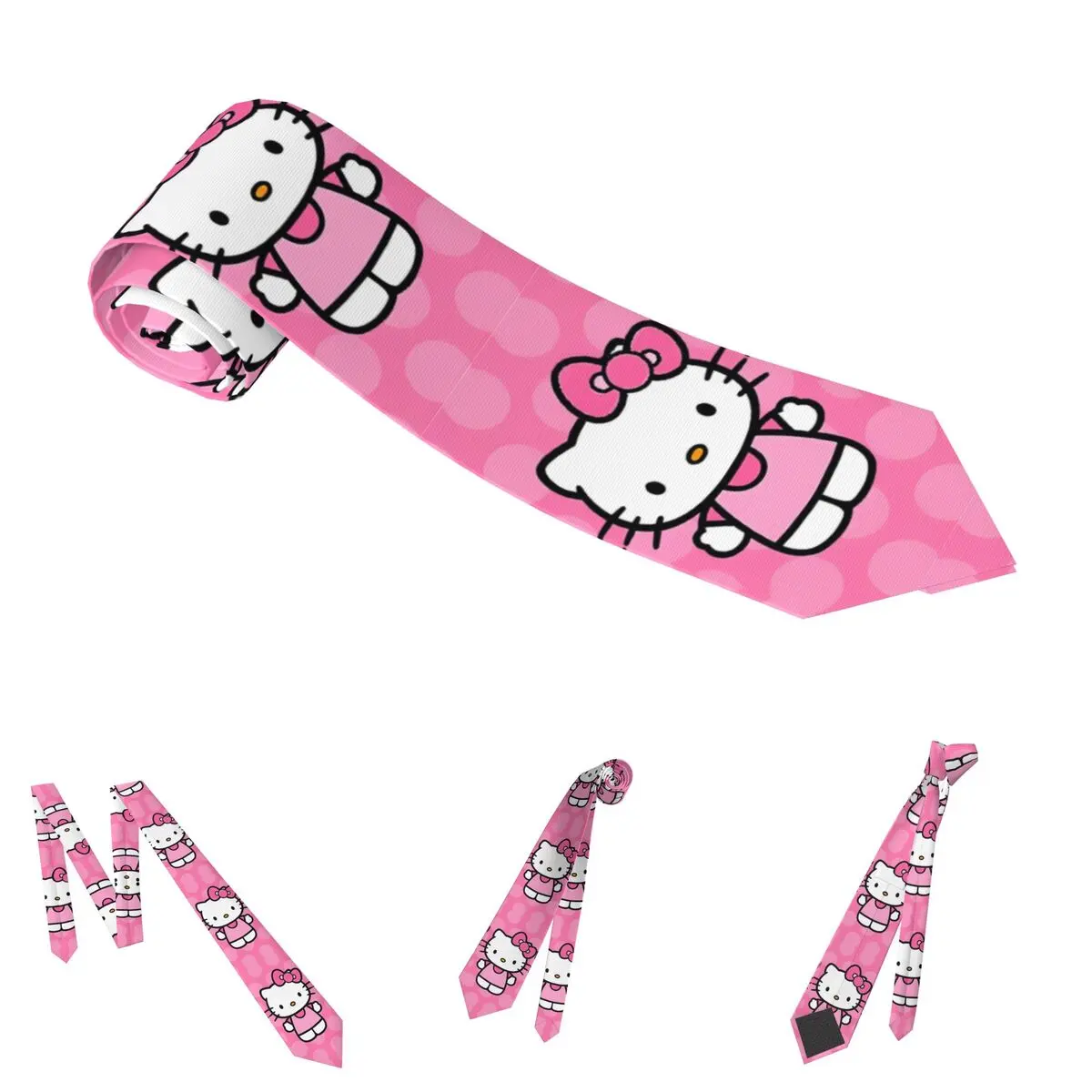 Hello Kitty Necktie Unisex 8 cm Cute Cartoon Neck Ties for Men Fashion Wide Suits Accessories Gravatas Wedding Cosplay Props
