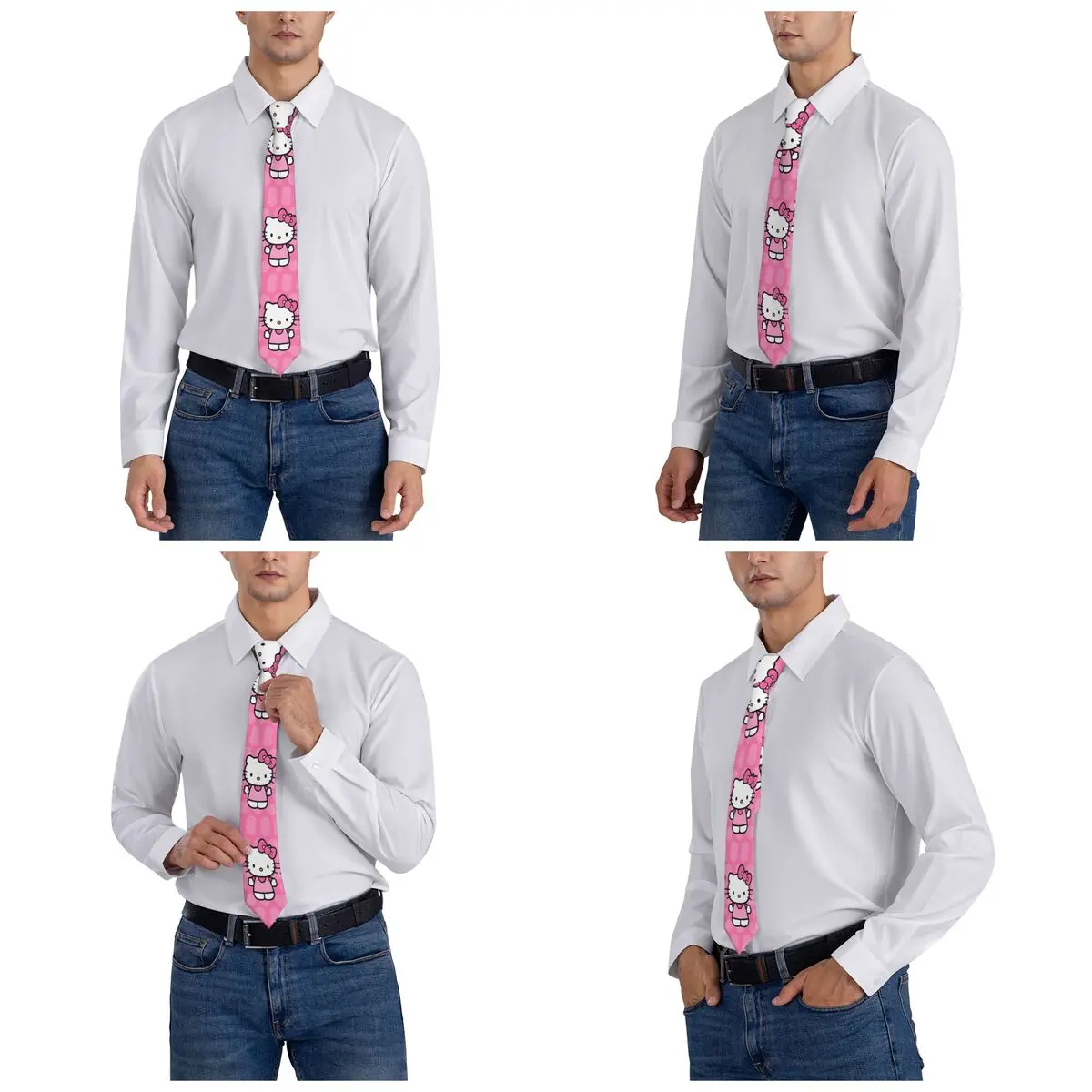 Hello Kitty Necktie Unisex 8 cm Cute Cartoon Neck Ties for Men Fashion Wide Suits Accessories Gravatas Wedding Cosplay Props