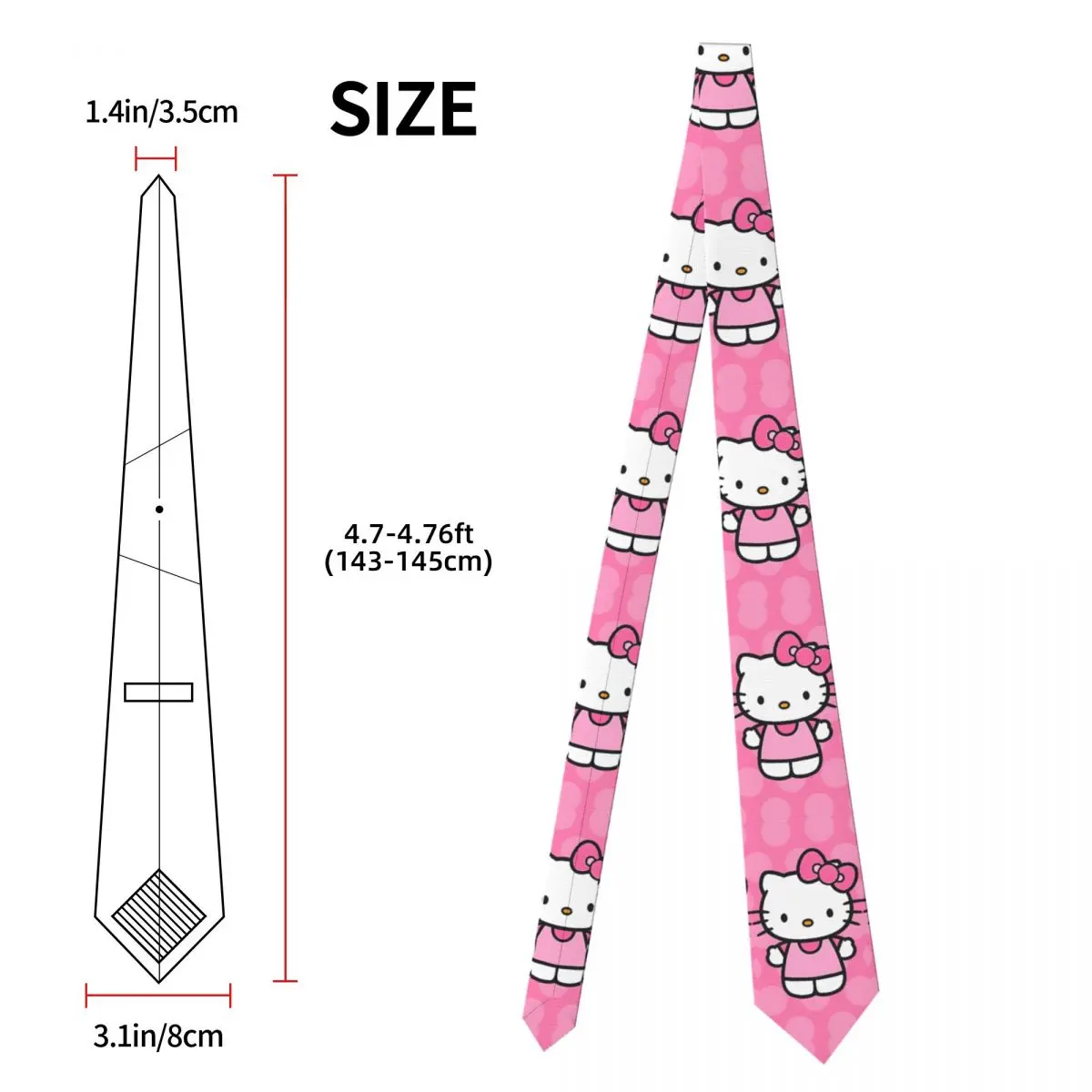 Hello Kitty Necktie Unisex 8 cm Cute Cartoon Neck Ties for Men Fashion Wide Suits Accessories Gravatas Wedding Cosplay Props