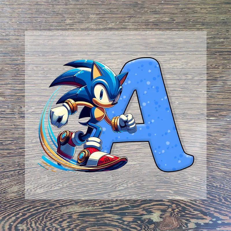 Sonics Letter Iron on Patches for Clothing Anime Cartoon DIY Hoodie T-shirt Heat Transfer Patch Clothes Custom Vinyl Stickers