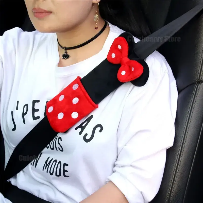 Disney Mickey Seat Belt Shoulder Pads Cute Cartoon Soft Comfortable Universal Auto Seat Belt Protection Accessories Decoration