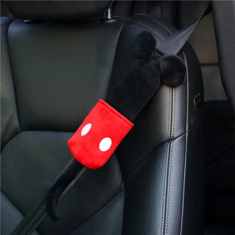 Disney Mickey Seat Belt Shoulder Pads Cute Cartoon Soft Comfortable Universal Auto Seat Belt Protection Accessories Decoration