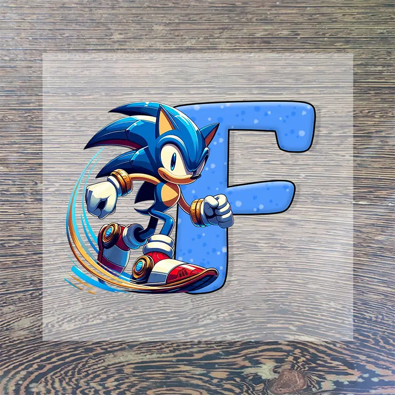 Sonics Letter Iron on Patches for Clothing Anime Cartoon DIY Hoodie T-shirt Heat Transfer Patch Clothes Custom Vinyl Stickers