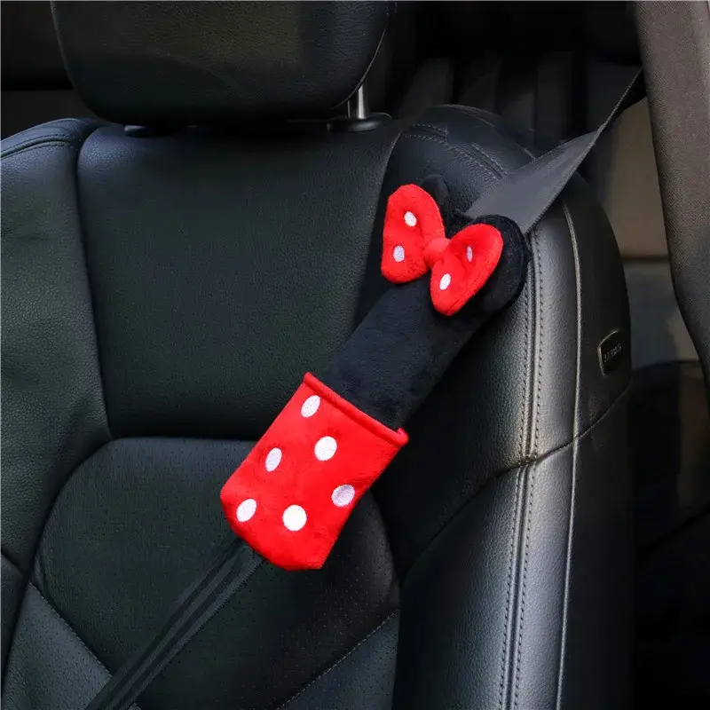 Disney Mickey Seat Belt Shoulder Pads Cute Cartoon Soft Comfortable Universal Auto Seat Belt Protection Accessories Decoration