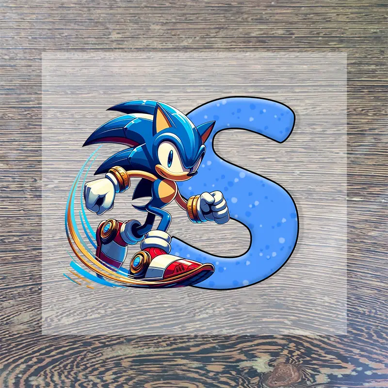 Sonics Letter Iron on Patches for Clothing Anime Cartoon DIY Hoodie T-shirt Heat Transfer Patch Clothes Custom Vinyl Stickers