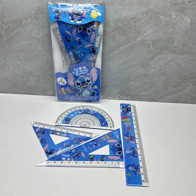 1Set Disney Stitch Creative Ruler Sets Student Study Stationery Rulers Triangle Protractor School Supplies Wholesale Kid Gift