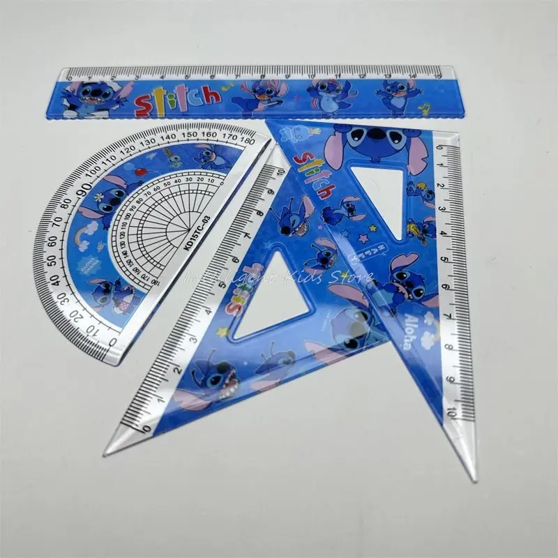 1Set Disney Stitch Creative Ruler Sets Student Study Stationery Rulers Triangle Protractor School Supplies Wholesale Kid Gift