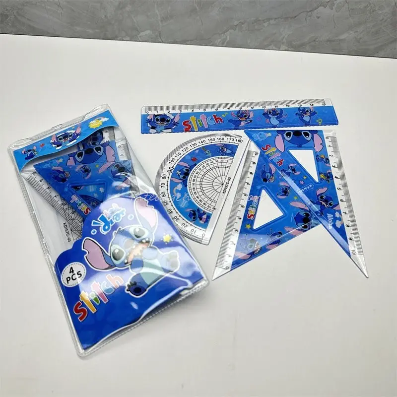 1Set Disney Stitch Creative Ruler Sets Student Study Stationery Rulers Triangle Protractor School Supplies Wholesale Kid Gift