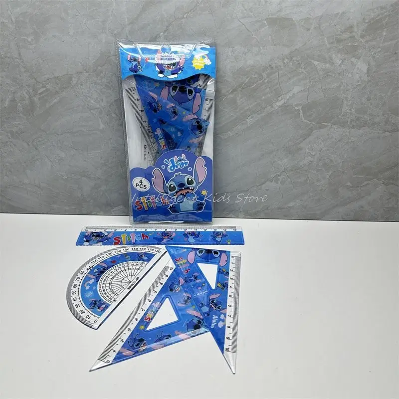 1Set Disney Stitch Creative Ruler Sets Student Study Stationery Rulers Triangle Protractor School Supplies Wholesale Kid Gift