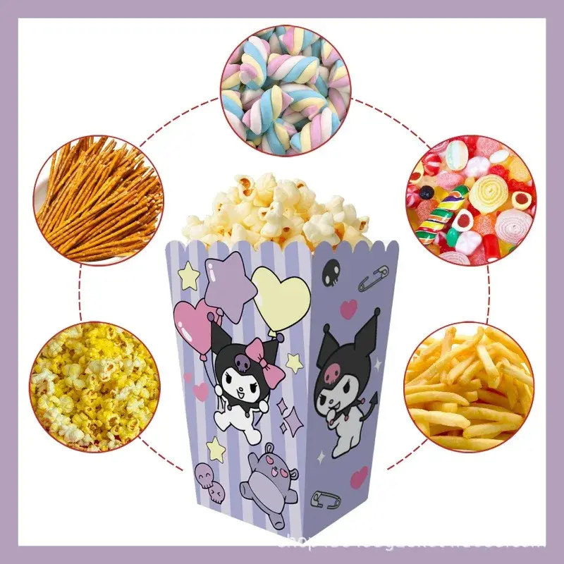 12Pcs Kuromi Popcorn Box Party Favor Treat Box for Christmas Birthday Party Decorations DIY Candy Cookies Box Party Supplies