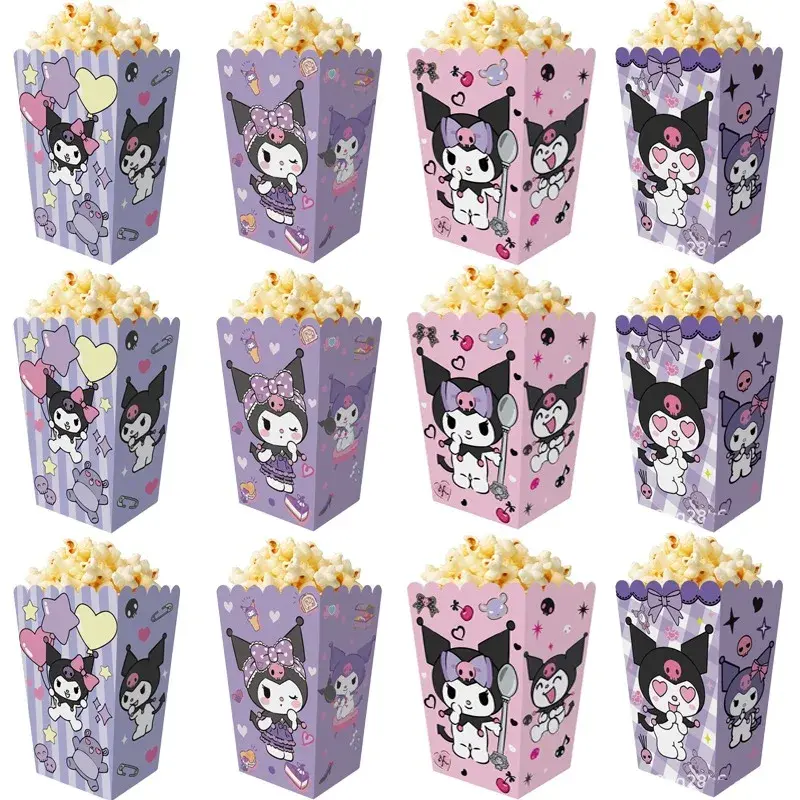 12Pcs Kuromi Popcorn Box Party Favor Treat Box for Christmas Birthday Party Decorations DIY Candy Cookies Box Party Supplies