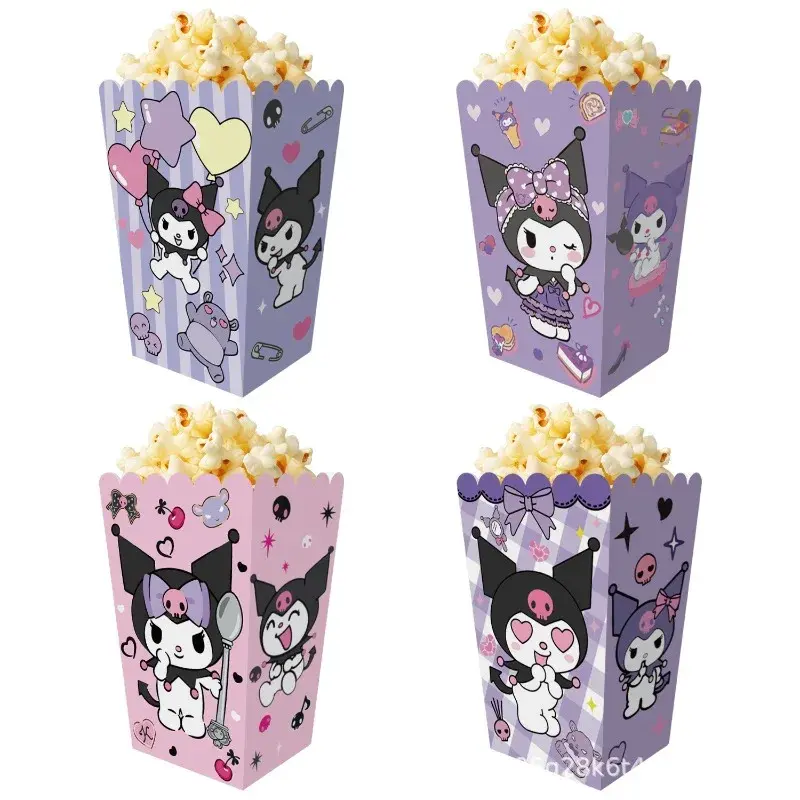 12Pcs Kuromi Popcorn Box Party Favor Treat Box for Christmas Birthday Party Decorations DIY Candy Cookies Box Party Supplies