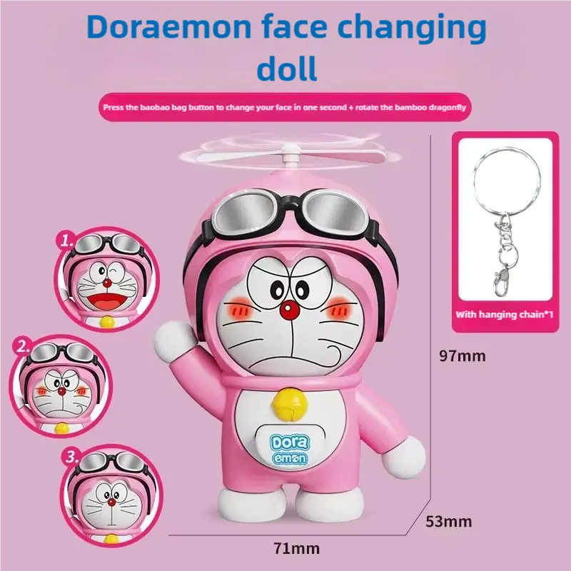 Doraemon Face-changing doll Keychain pendant School bag ornaments Desktop ornaments Pressure-reducing toys Holiday gifts