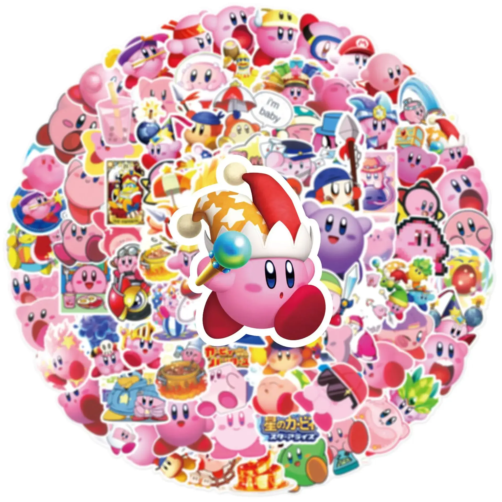 100PCS Kirby Stickers Anime Game Skateboard Fridge Kirby's Dream Land Travel Cute Cartoon Kid Toy Sticker Gift