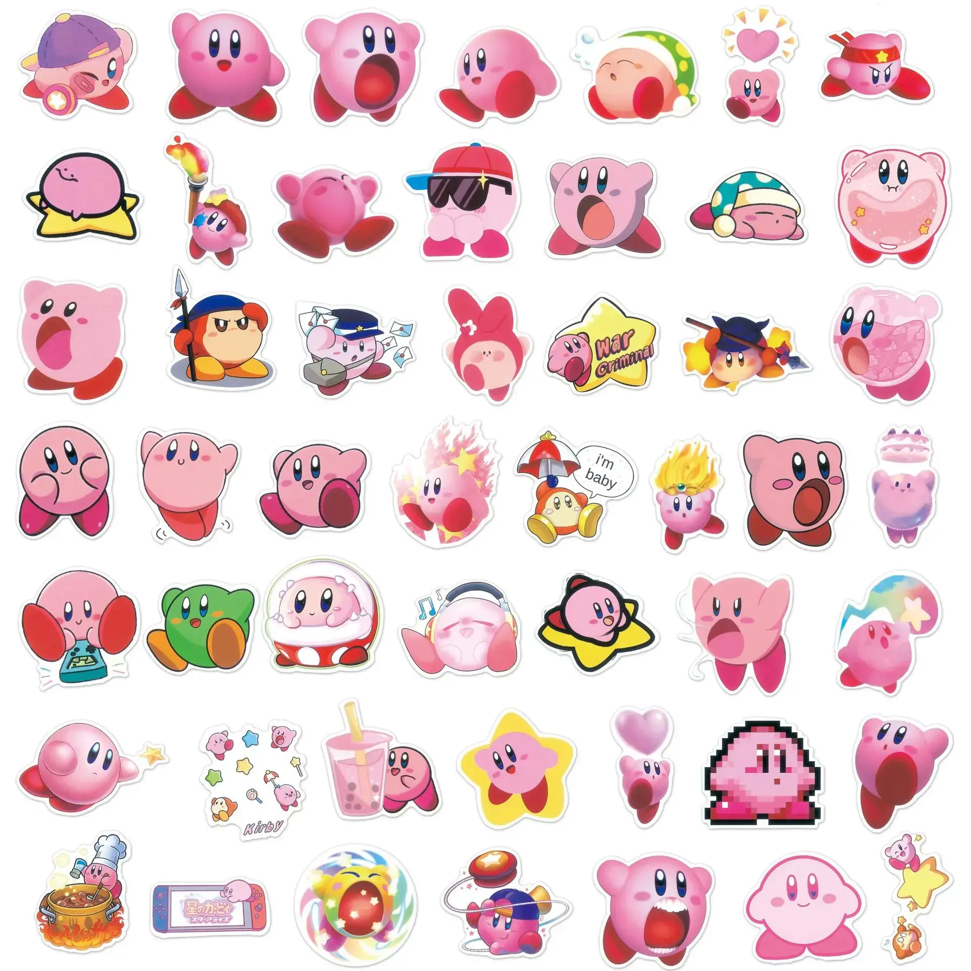 100PCS Kirby Stickers Anime Game Skateboard Fridge Kirby's Dream Land Travel Cute Cartoon Kid Toy Sticker Gift