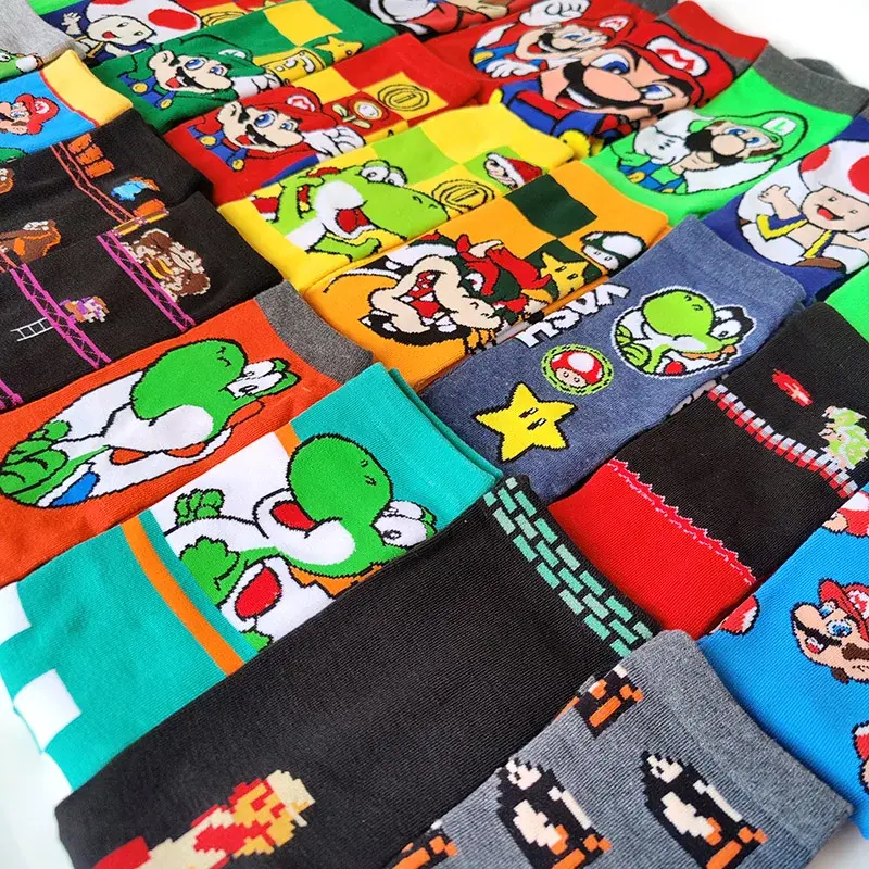 41 Style Cartoon Game Super Mario Bros Socks Odyssey Yoshi Tube Socks Unisex Cosplay Adult Socks
