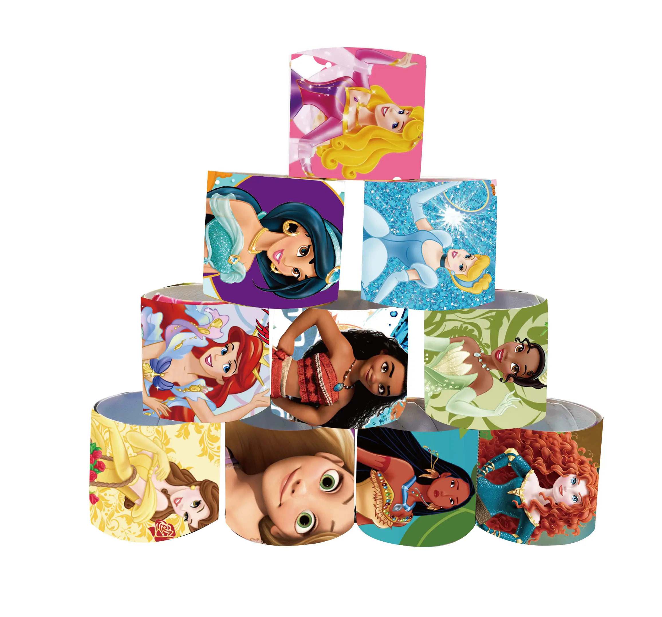 12Pcs/Set Frozen Princess Series Bracelet PVC Snap Circle Cartoon Moana Pat Circle Bracelet Children Fun Gifts Children Toys
