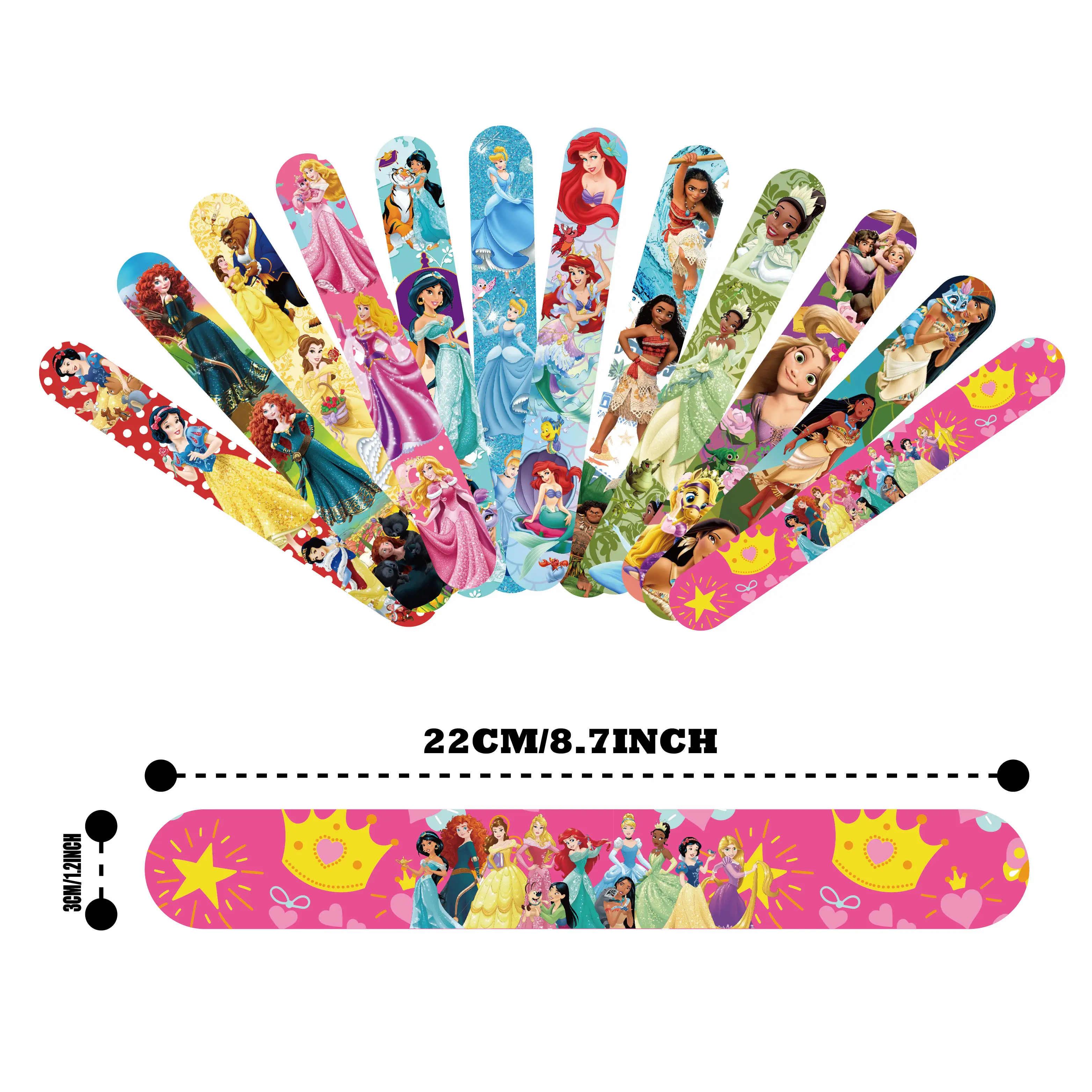 12Pcs/Set Frozen Princess Series Bracelet PVC Snap Circle Cartoon Moana Pat Circle Bracelet Children Fun Gifts Children Toys