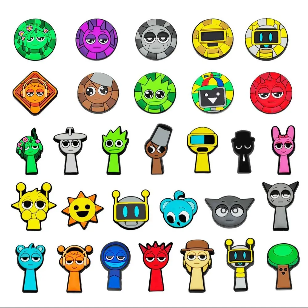 30pcs Sprunki Shoe Charms for DIY Cartoon Shoe Buckle Decoration for Shoe Charm Accessories Kids Party Gift Shoes Decorations