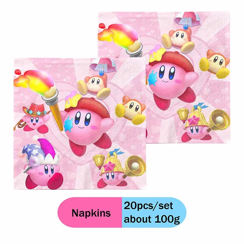 Kirby:Star Allies Theme Party Disposable Tableware Paper Plate Cup Tablecloth Baby Shower Kids Birthday Party Decor Supplies