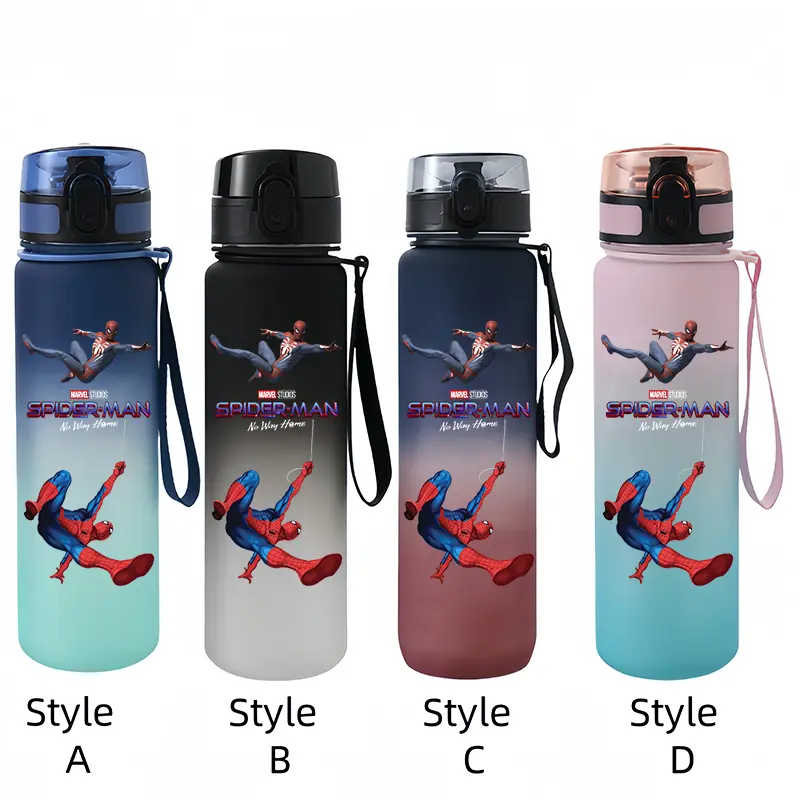 Marvel Spider-Man Large Capacity Portable Plastic Outdoor Sports Drinking Cup Mountaineering Cup Gift Cartoon Water Bottle