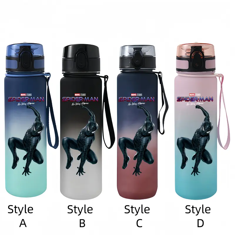 Marvel Spider-Man Large Capacity Portable Plastic Outdoor Sports Drinking Cup Mountaineering Cup Gift Cartoon Water Bottle