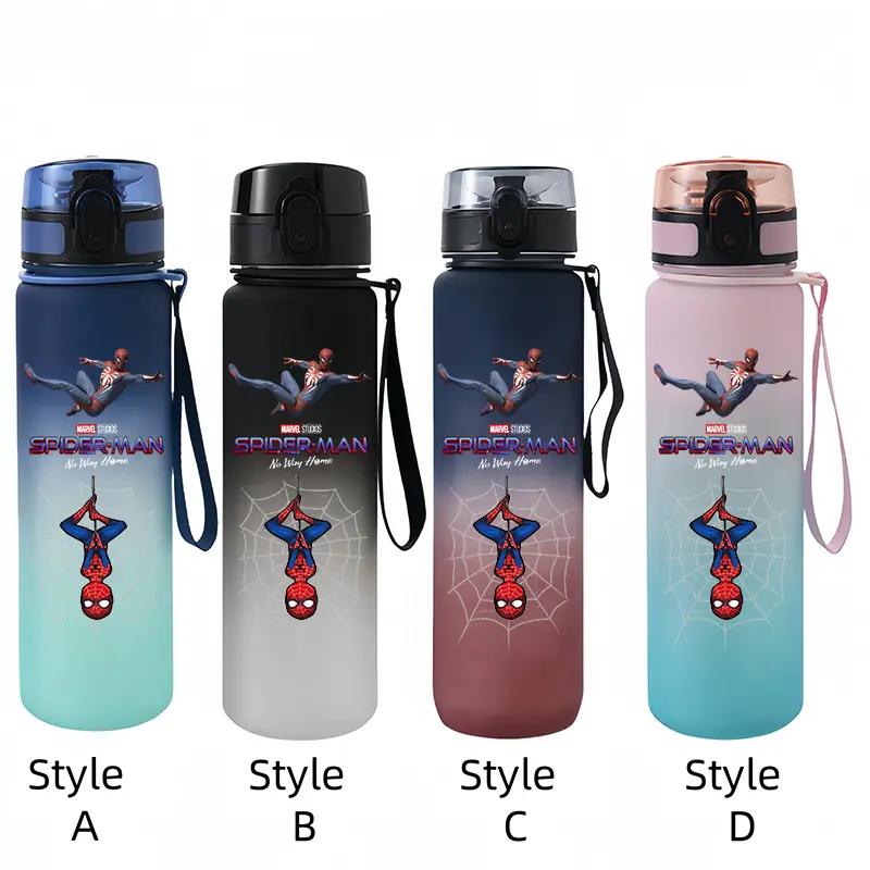 Marvel Spider-Man Large Capacity Portable Plastic Outdoor Sports Drinking Cup Mountaineering Cup Gift Cartoon Water Bottle
