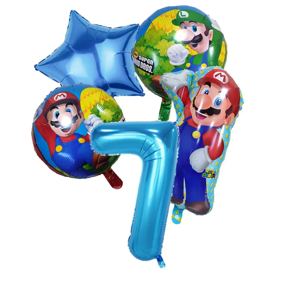 Super Marios Birthday Number Ballon Set Party Decoration Aluminum Film Balloons Kids Room Decor Supplies Toy Accessories Gift