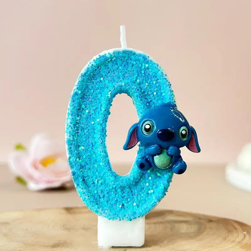 Kawaii Stitch 3D Number Cake Decorating Candle Anime Kids Birthday Candles Digital Candle Cake Topper Birthday Party Decor Gifts