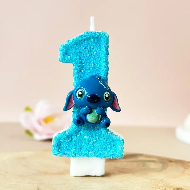 Kawaii Stitch 3D Number Cake Decorating Candle Anime Kids Birthday Candles Digital Candle Cake Topper Birthday Party Decor Gifts