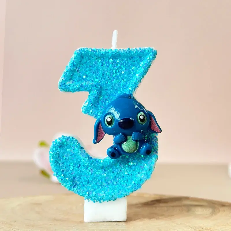 Kawaii Stitch 3D Number Cake Decorating Candle Anime Kids Birthday Candles Digital Candle Cake Topper Birthday Party Decor Gifts