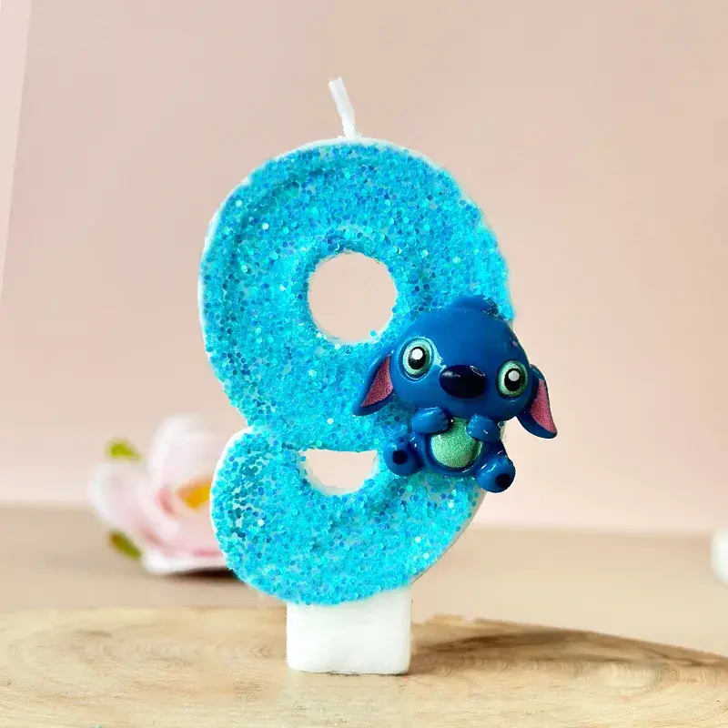 Kawaii Stitch 3D Number Cake Decorating Candle Anime Kids Birthday Candles Digital Candle Cake Topper Birthday Party Decor Gifts