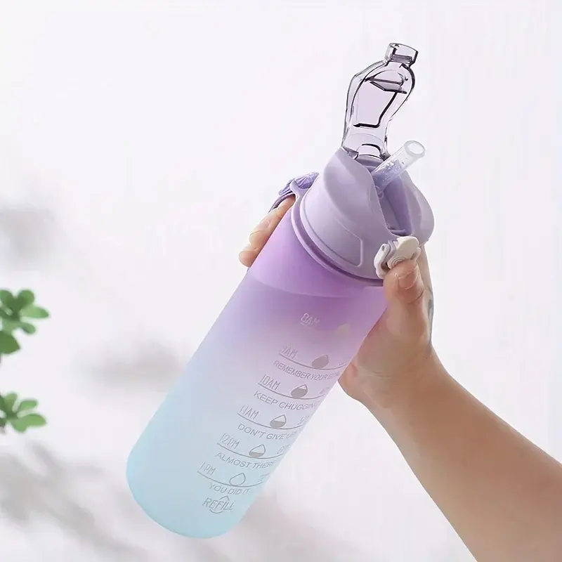0.75L Disney Stitch Sport Water Bottle with Time Marker Leak-proof Cup Motivational Portable Outdoor Sport Fitness Surprise Gift
