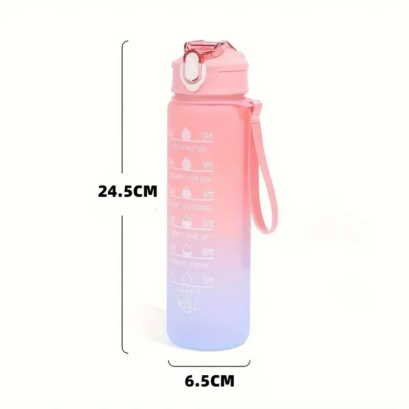 0.75L Disney Stitch Sport Water Bottle with Time Marker Leak-proof Cup Motivational Portable Outdoor Sport Fitness Surprise Gift