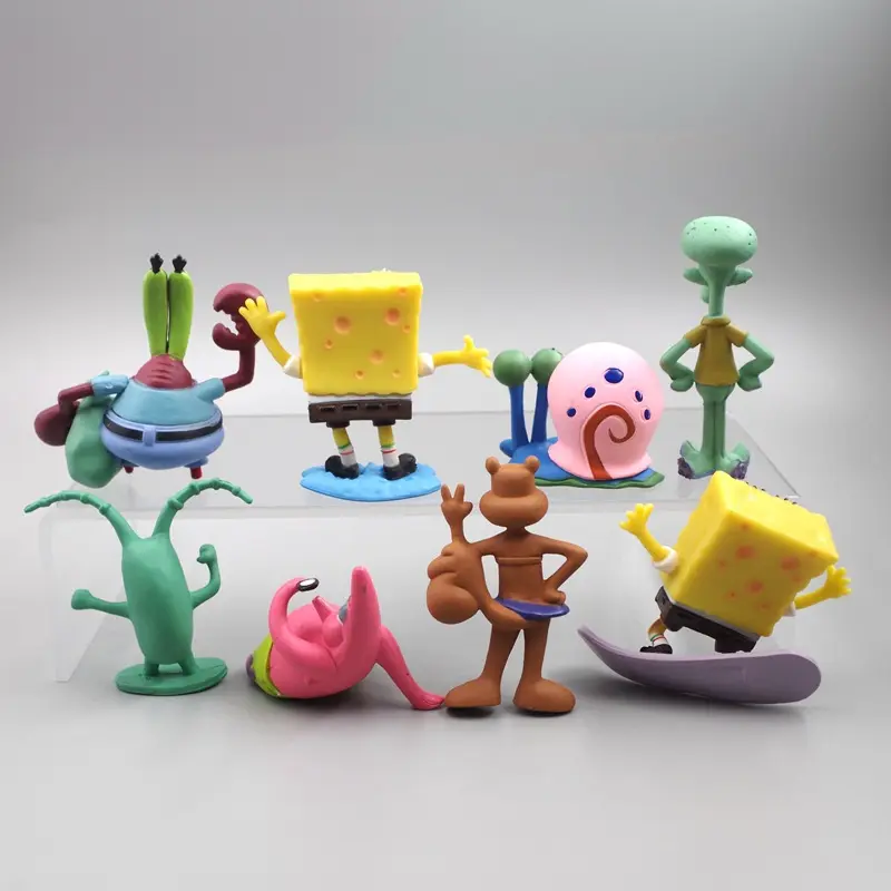 8pcs SpongeBob Cake Decoration Ornaments Patrick Anime Dolls Bake Cake Toppers Accessories Kids Kawaii Birthday Party Cake Decor